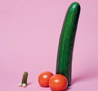 mały i powiększony penis na przykładzie warzyw
